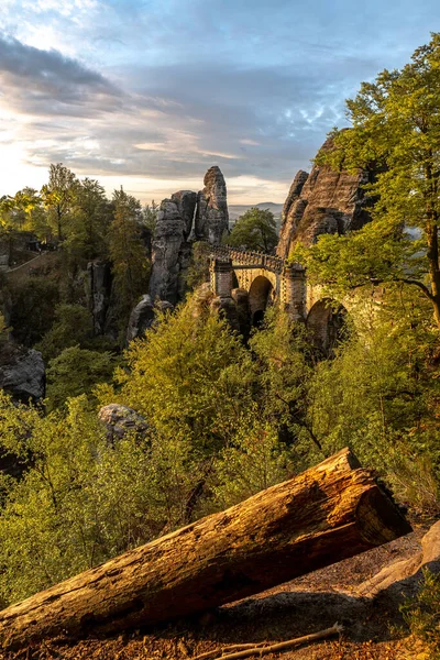 Bastei Saksisch Zwitserland Saksen Duitsland Rechtenvrije Stockafbeeldingen