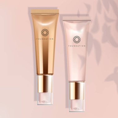 Vektör Vakfı / Gizleyici / Serum Metalik / Pembe Arkaplanda İncelenmiş Pembe Tüpü