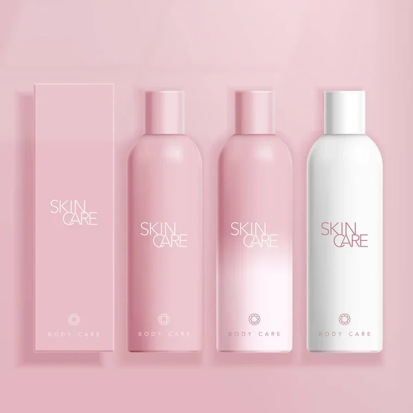 Vektör Skincare / Kozmetik / Sağlık Hizmetleri Boston Şişesi Pembe Arkaplanda