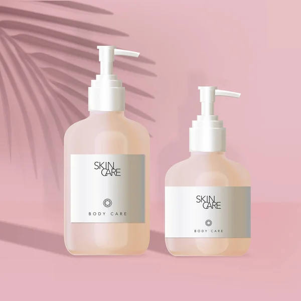 Minimalist Pembe Arkaplanda Beyaz Etiketli Vektör Bakım Pompası