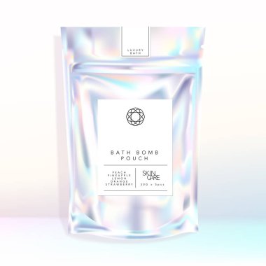 Vektör Holografik Iridescent Yeniden mühürlenebilir Kese Sachet Yemek Atıştırmalık Banyo Fizzers Tuz Kozmetik Kırtasiye Aroterapi Moda Moda Şık Paketleme