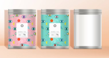 Etiketi Çevreleyen Beyaz Sarılı Vektör Kutusu Paketi veya Göz Deseni TemasıComment