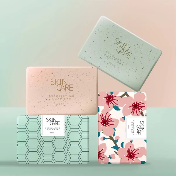 Japon Sakura Çiçek Çiçeği Geometrik Desenli Sabun Temizleme Temizleme Kağıdı — Stok Vektör