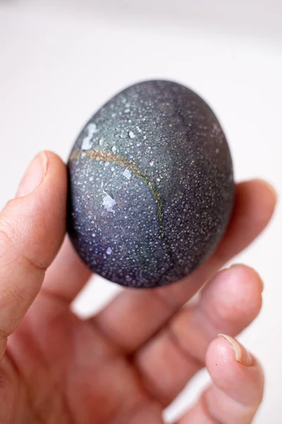 black egg in hand