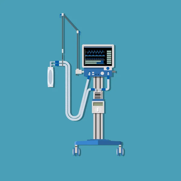 機械換気システム 医療機器 麻酔装置の隔離された画像 コロナウイルス治療ユニット ベクターイラスト — ストックベクタ