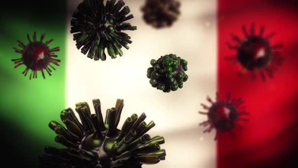 Coronavirus Covid Animáció Coronavirus Olaszországi Hátterével — Stock videók