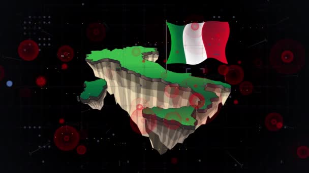 Covid Virus Sulla Mappa Italia Introduzione Stile Hud — Video Stock