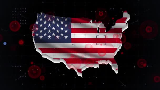 Covid Virus Estados Unidos Mapa Intro Estilo Hud — Vídeo de stock