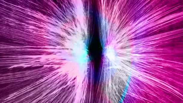 Dynamická abstraktní grafika pulzujících barevných kruhů na hvězdném pozadí — Stock video