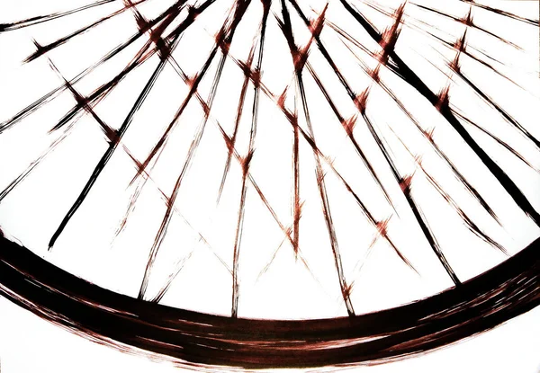 Bisiklet tekerleğinin tellerinin mimari ahengi. Enerji meditasyonu kar enerjisi.