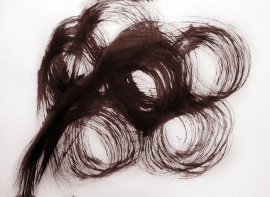 Geniş bir fırçayla soyut bir şekilde daireler çizerek oluşturulmuş bir buket çiçek. meditasyon kar enerjisi