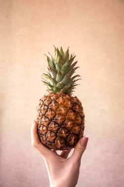 El ele tutuşan ananas yaz meyvesi, vitamin diyeti yakın çekim