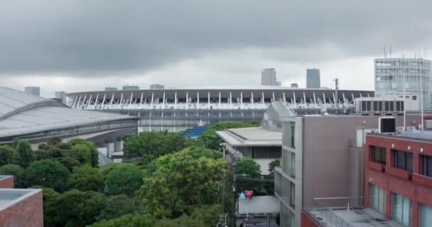 Drohnenblick Auf Tokios Neues Nationalstadion — Stockvideo