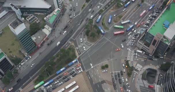 Дрон Воздушный Обзор Движения Сеуле Южная Корея — стоковое видео