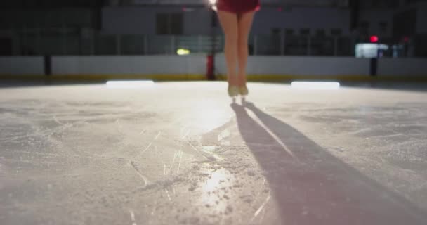 Close Female Ice Figure Skates Royalty Free Stock Footage