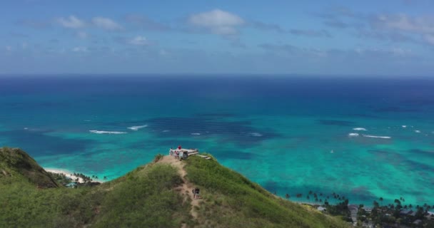 夏威夷Lanikai海滩的Drone视图 — 图库视频影像