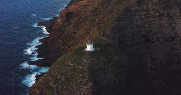 Drone Kilátás Világítótorony Oahu Hawaii — Stock videók