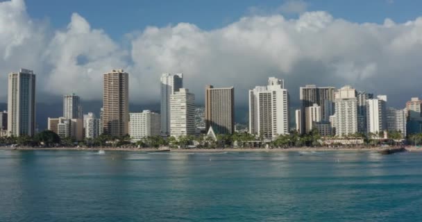 Drone Vista Playa Waikiki Honolulu — Vídeos de Stock