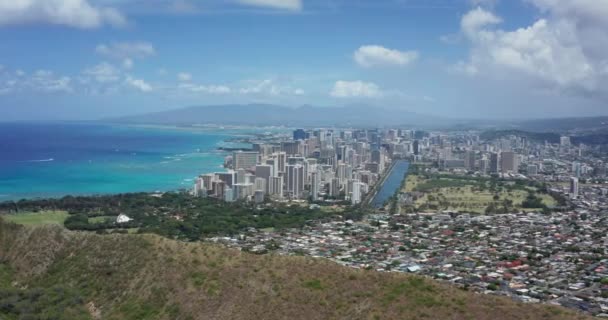 Honolulu Hawaii Nin Insansız Hava Aracı Görüntüsü — Stok video