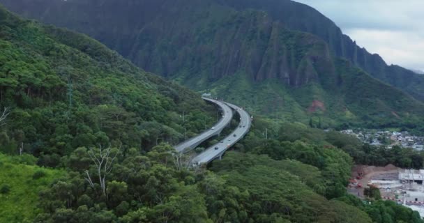 夏威夷瓦胡岛H3风景区的无人机景观 — 图库视频影像