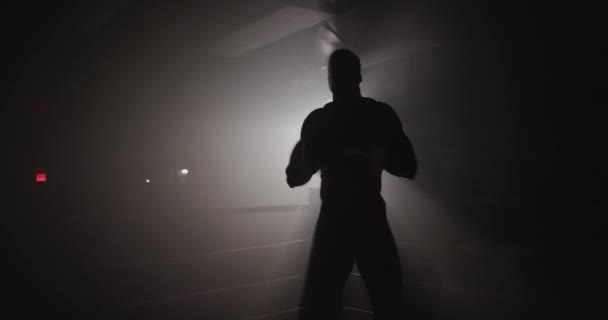 Силует Боксу Готується Битися — стокове відео