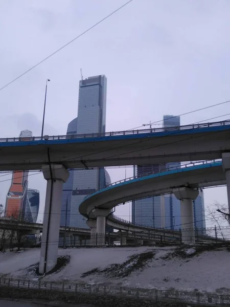 Tiro Terceiro Círculo Moscou Com Torres Centro Negócios Como Para — Fotografia de Stock
