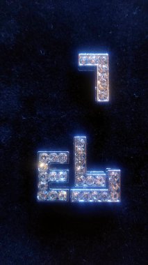 Metal dekoratif harfler, tetris oyunu gibi gösterilmiş.