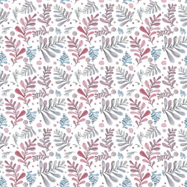 Menekşe, mor, açık pembe dallar ve siyah dış hatlı kusursuz desen. Parmak izi, tekstil, kumaş, dekor için çiçek deseni..