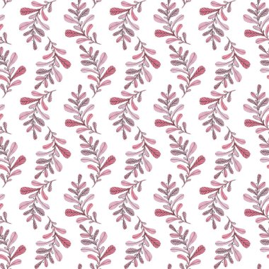 Menekşe, mor, açık pembe dallar ve siyah dış hatlı kusursuz desen. Parmak izi, tekstil, kumaş, dekor için çiçek deseni..