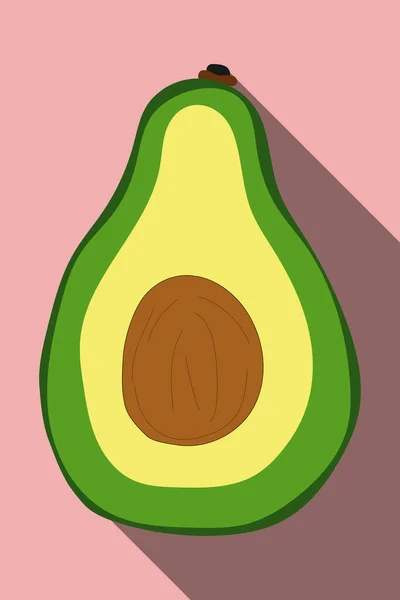 Half Avocado Exotic Fruit Simple Hand Drawn Style Vector Stock — Stock Vector