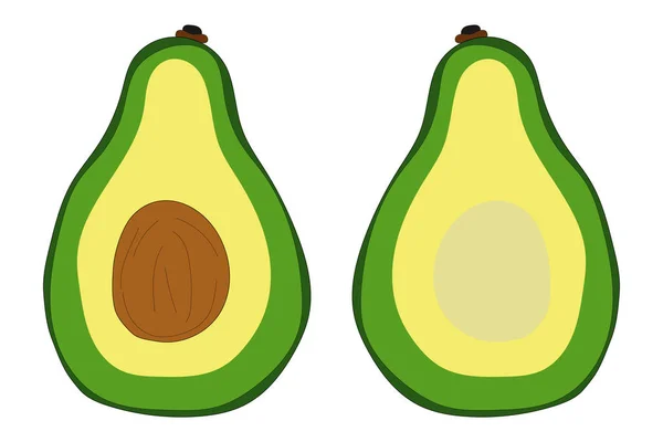 Mezzo Avocado Frutto Esotico Semplice Stile Disegnato Mano Illustrazione Dello — Vettoriale Stock