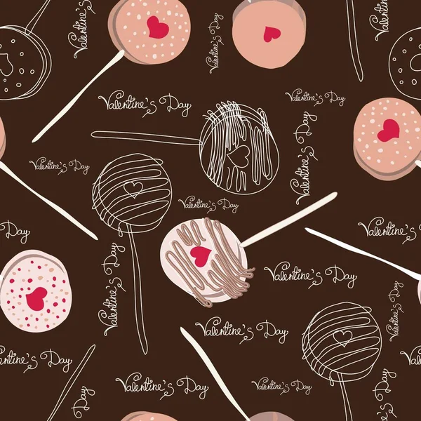 Walentynki Bezproblemowy Wzór Słodkie Pyszne Kolekcji Czekolady Pokryte Oreo Pop — Wektor stockowy