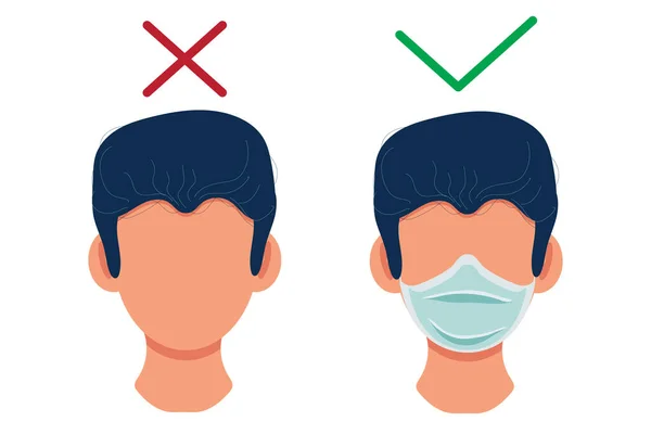 Virüslerin Yayılmasını Engellemek Için Tek Kullanımlık Tıbbi Yüz Maskesi Beyaz — Stok Vektör