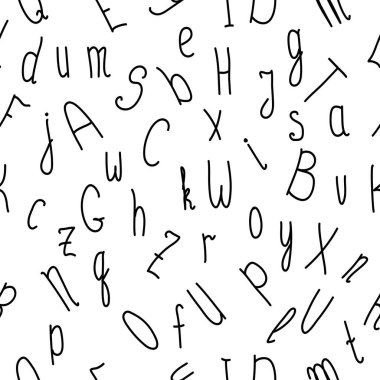 Şirin İngilizce yazılmış alfabe, klasik vektör çizimi. Küçük ve büyük harfler, kart, harf ve poster için iyi.