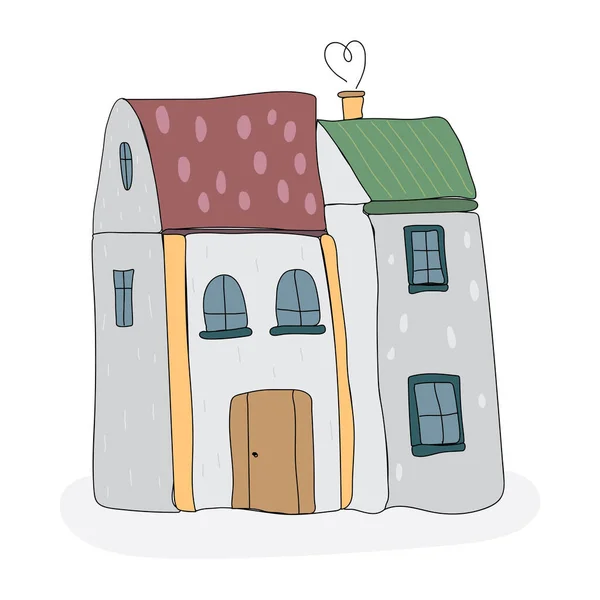 Иллюстрация Милый Дом Икона Изолированы Белом Фоне Графика Дудла — стоковый вектор