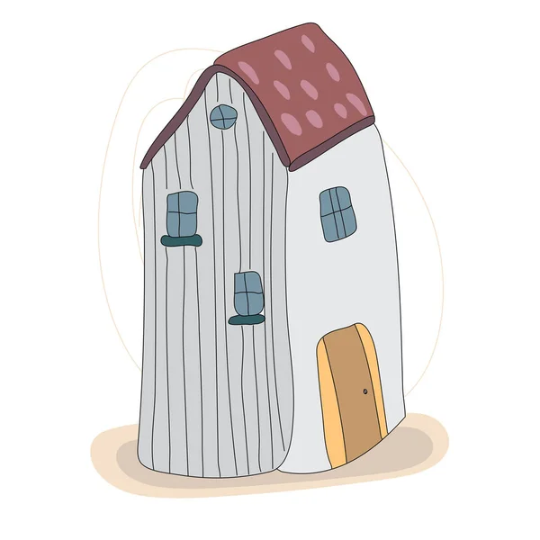 Illustratie Van Schattig Huis Icoon Doodle Grafisch Geïsoleerd Witte Achtergrond — Stockvector
