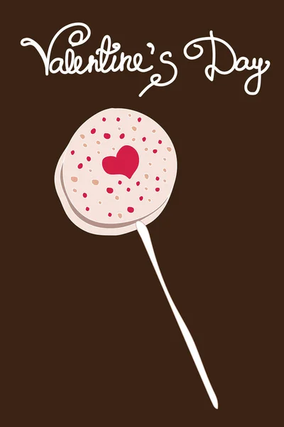 Biglietto San Valentino Con Simpatico Vettore Doodle Cioccolato Cake Pops — Vettoriale Stock