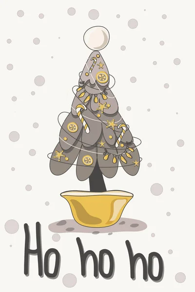 크리스마스 카드에 귀여운 스타일의 Merry Xmas Stock Vector Illustration Design — 스톡 벡터