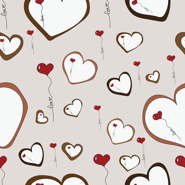 Pattern Cute Hearts Lettering Love Vector Illustration Isolated White Background — Stock Vector