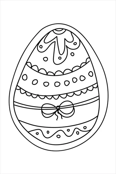 Aufkleber Mit Niedlichen Umrissen Schwarz Weißer Osterfiguren Eier Hühner Blumen — Stockvektor