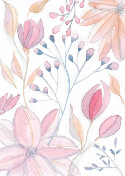 Aquarellblumen Pastellfarben Illustration — Stockfoto