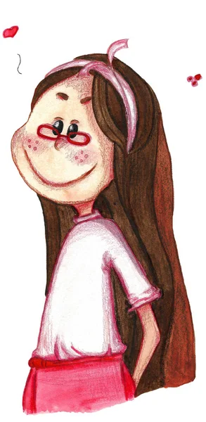 Watercolor cute little girl. Perfect for greeting or post cards, posters, prints on t-shirts, phone cases,book and other. Hand drawn - illustration