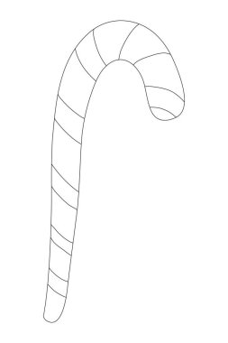 Sevimli karalama çizgi filmi Noel lolipopu düz stil renk ve ana hatlarıyla. Beyaz arkaplanda izole edilmiş Vector Candy baston simgesi. Basit bir el çizimi stili. Çocuklar için boyama sayfası.