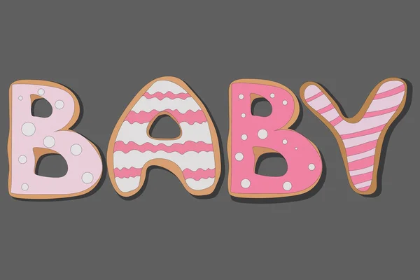 Ilustración Estilo Escandinavo Dibujos Animados Planos Con Letras Baby Color — Vector de stock