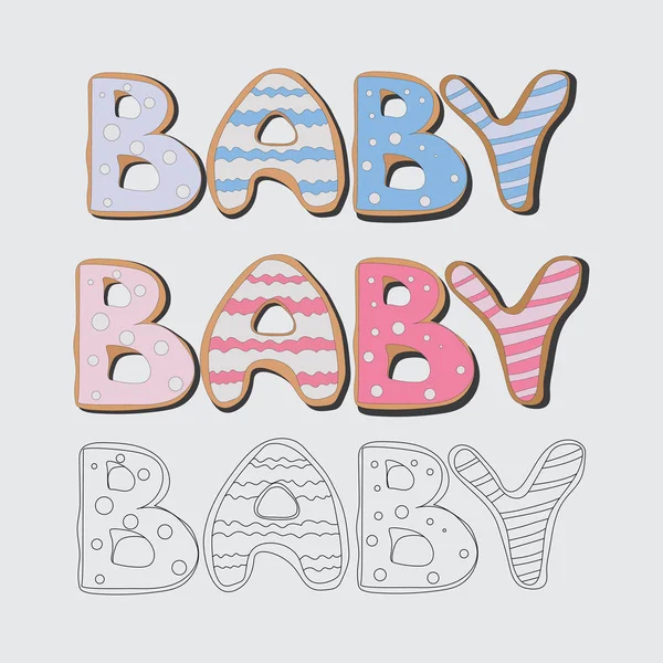 Ilustración Vectorial Estilo Escandinavo Dibujos Animados Planos Con Letras Baby — Vector de stock