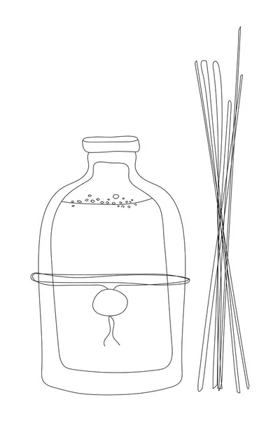 白地に木の棒が孤立した手描きの芳香拡散剤 ストックイラスト — ストックベクタ