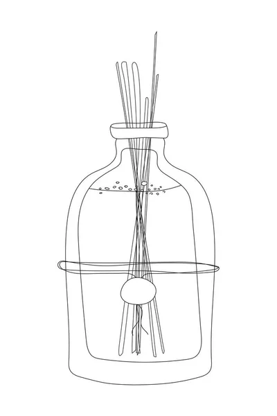 Kézzel Rajzolt Aromás Diffúzor Fehér Alapon Elszigetelt Rudakkal Készletillusztrációk — Stock Vector