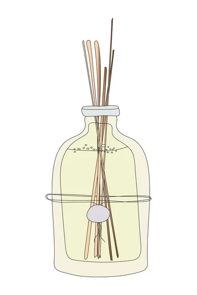 Ручний Намальований Ароматний Дифузор Дерев Яними Паличками Ізольовані Білому Тлі — стоковий вектор