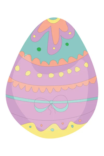 Easter Decorated Egg Pastel Colors Illustration Flat Style Contour Egg — Stock Vector