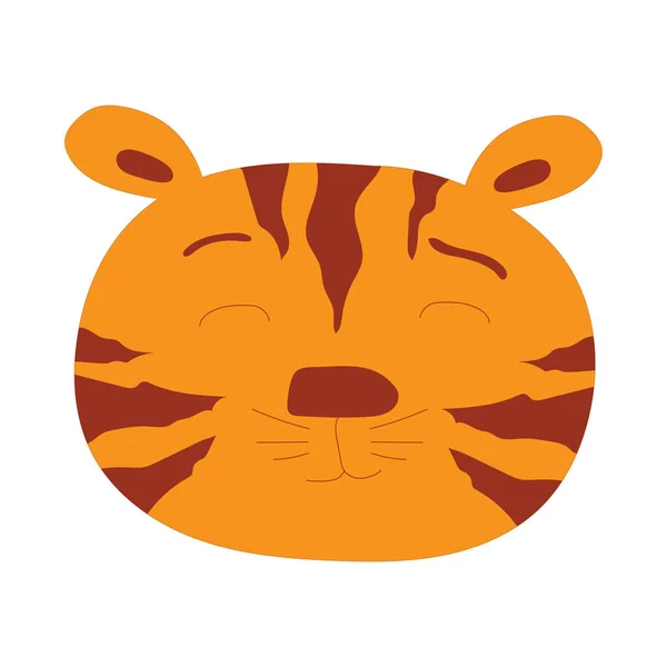 Lindos Iconos Del Contorno Cabeza Tigre Animal Sabana Estilo Garabato — Vector de stock